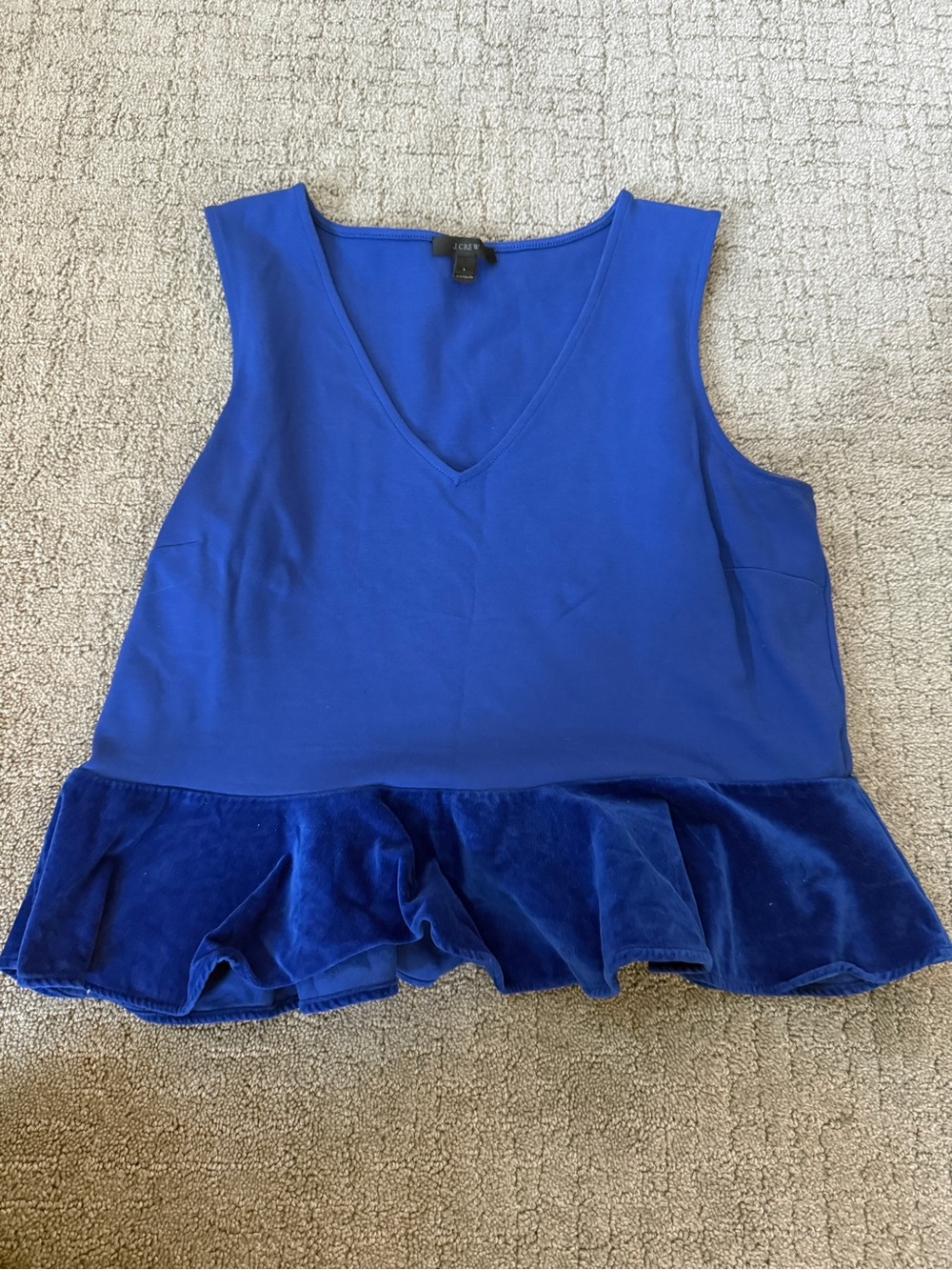 J. Crew V-Neck Sleeveless Peplum Tank in Royal Blue